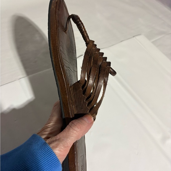 Frye Brown Braided Leather Toe-Loop Sandals - Picture 7 of 11